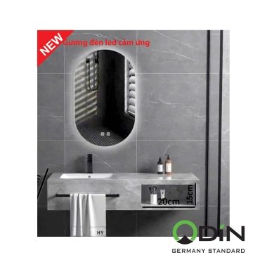 BỘ LAVABO MẶT ĐÁ 2 TẦNG GƯƠNG LED ODIN - 222LK